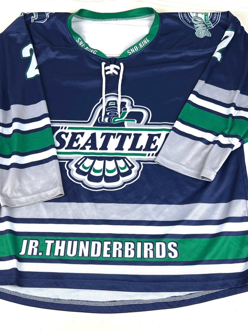 SEATTLE JR THUNDERBIRDS Game Used Worn Hockey Jersey Sz Adult Medium